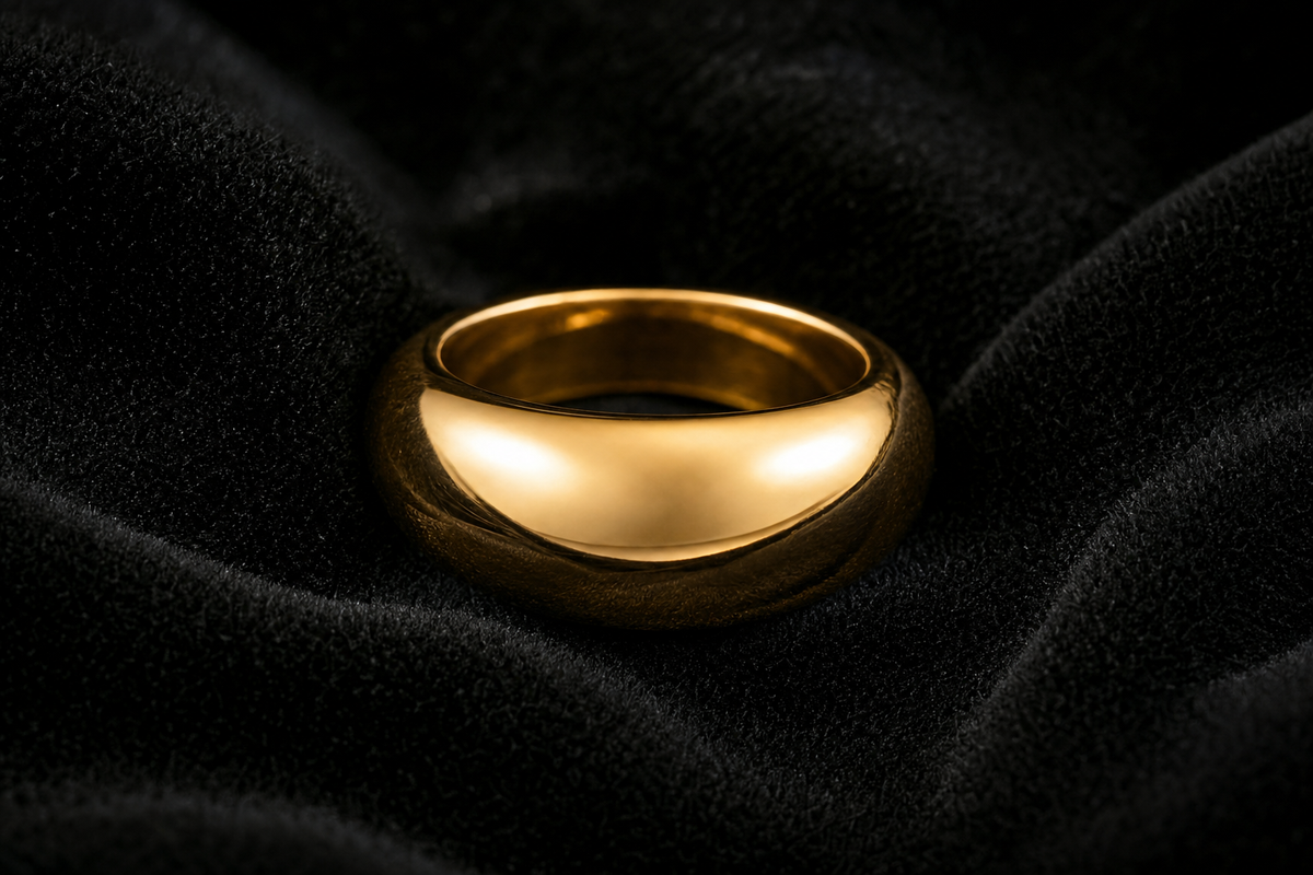Polished Dome Ring on black velvet