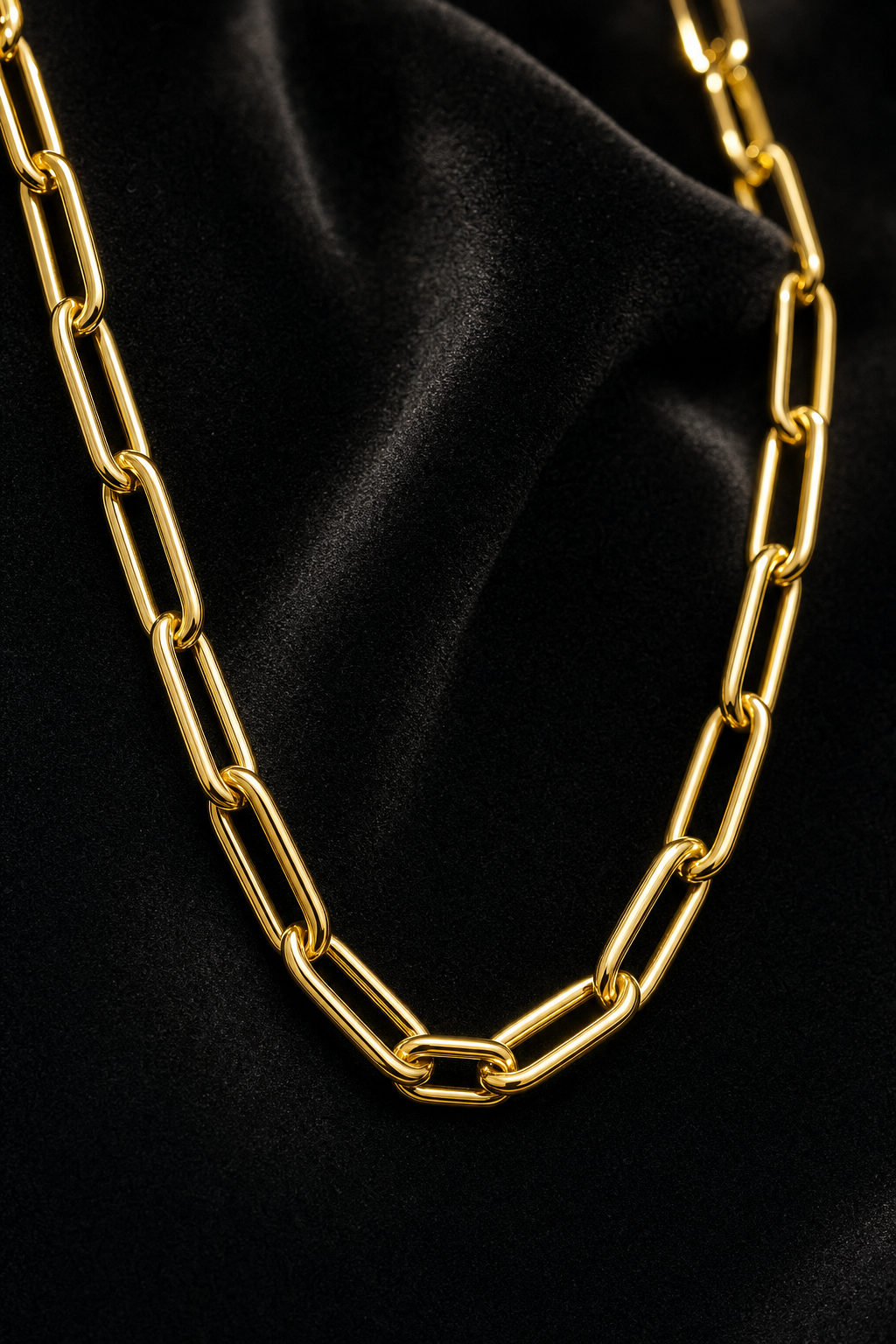 Paperclip Chain Necklace on black velvet